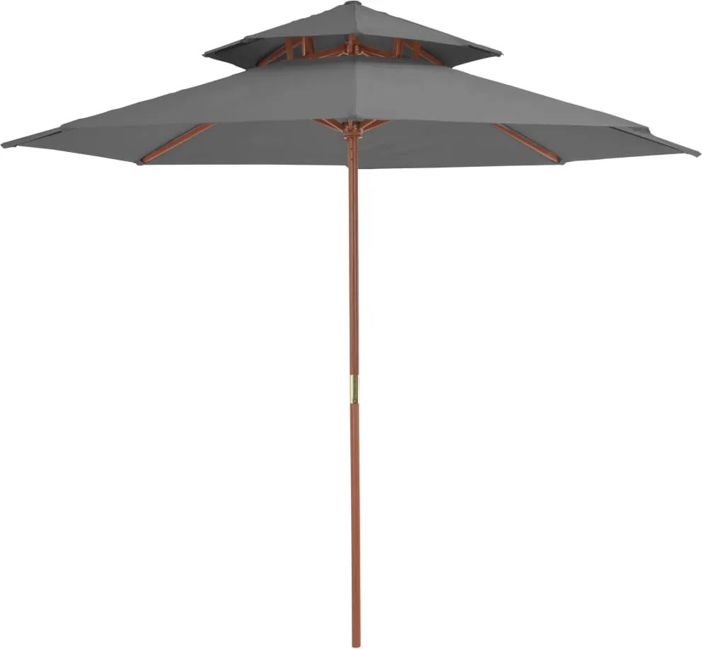 vidaXL Umbrelă de soare dublă, stâlp din lemn, 270 cm, antracit