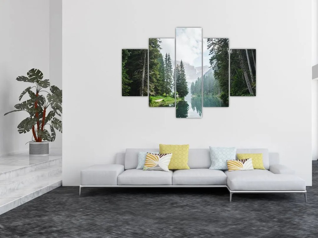 Tablou lacului în pădure (150x105 cm)