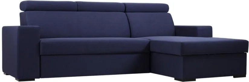 Canapea extensibila albastra din poliester si lemn cu colt 250 cm Atlantica L Inky