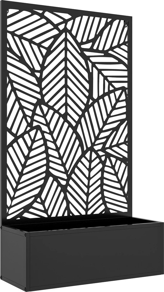 Outsunny Jardinieră Ridicată din Metal pentru Exterior cu Panou pentru Intimitate și Ghiveci, Montare pe Perete sau Independentă, Negru | Aosom Romania