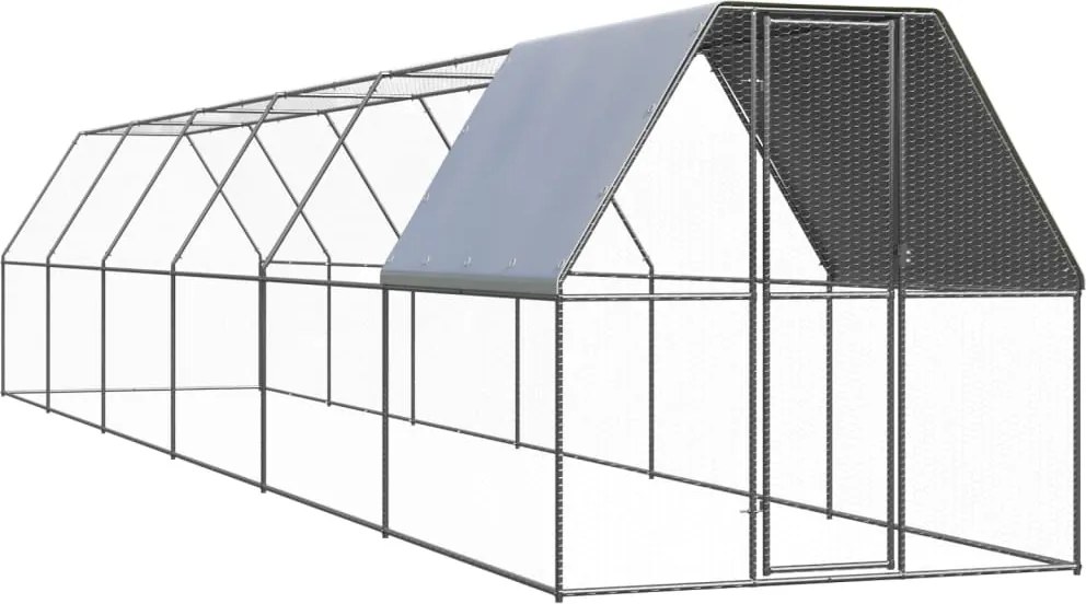 vidaXL Coteț de exterior pentru păsări, 2x12x2 m, oțel zincat