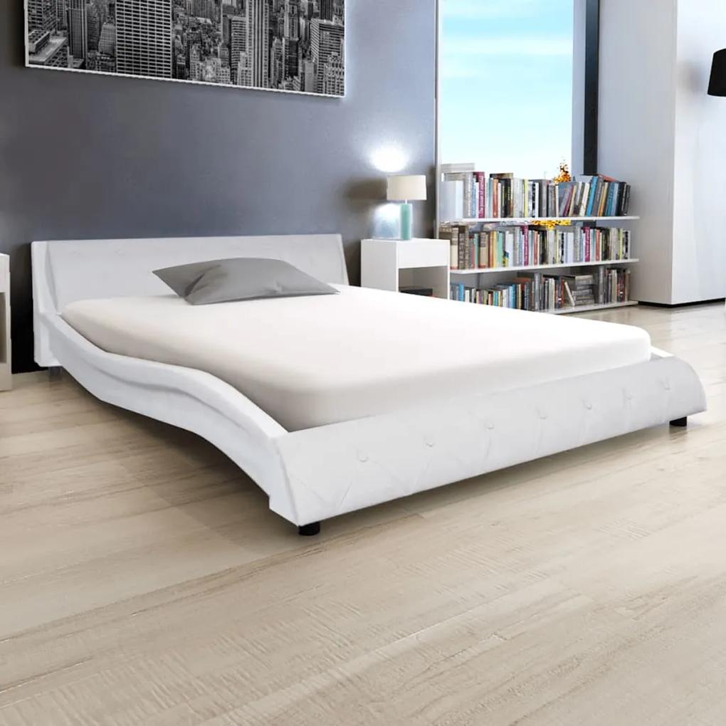 243135 vidaXL Cadru de pat din piele artificială 140 x 200 cm, alb