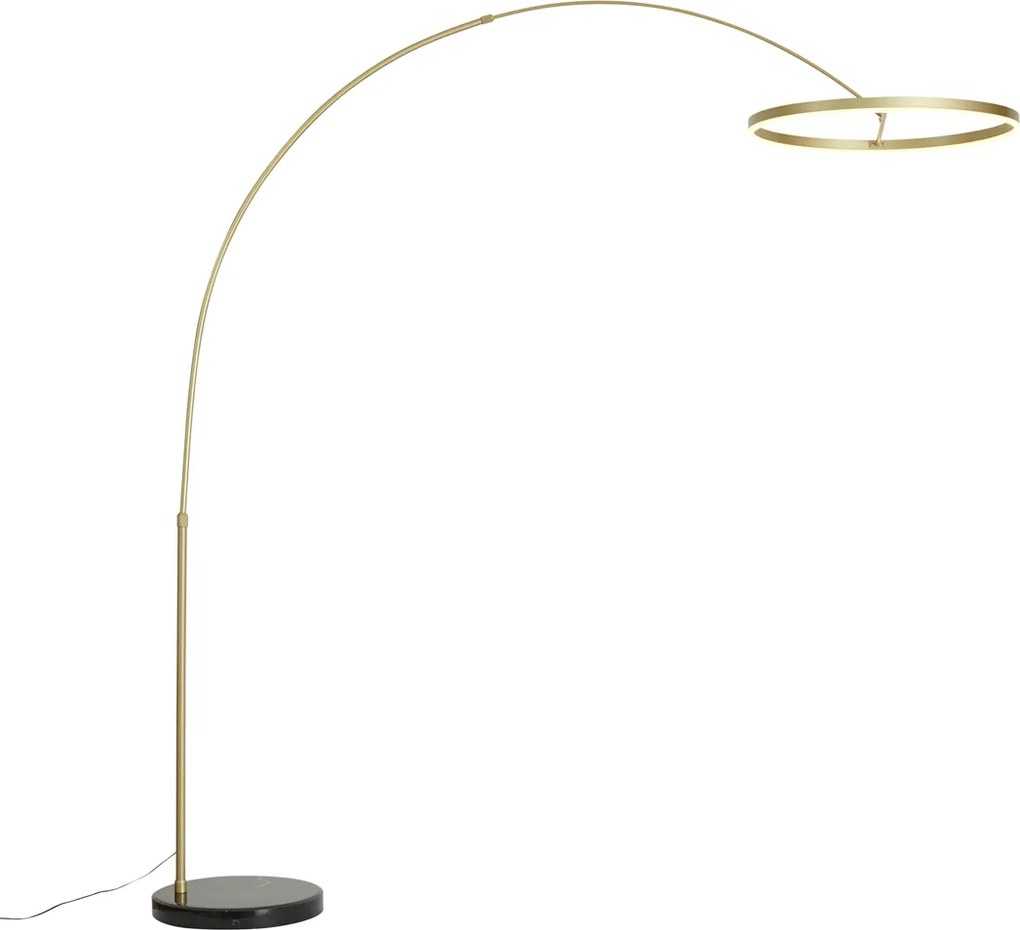 Lampă de podea arcuită de design aurie, cu LED și dimmer în 3 trepte - Anello