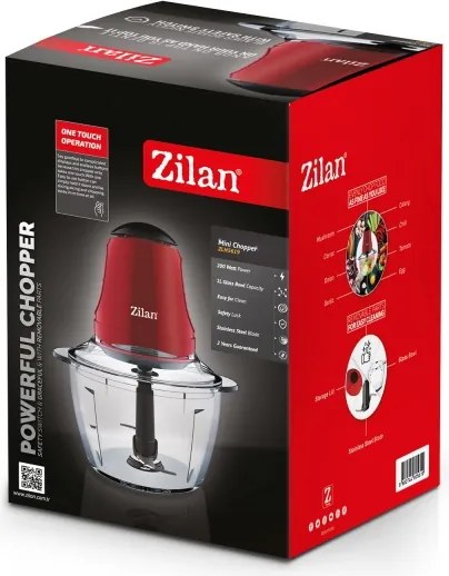 Mini tocator electric ZILAN ZLN5619 - 200W, vas sticla 1L, rosu