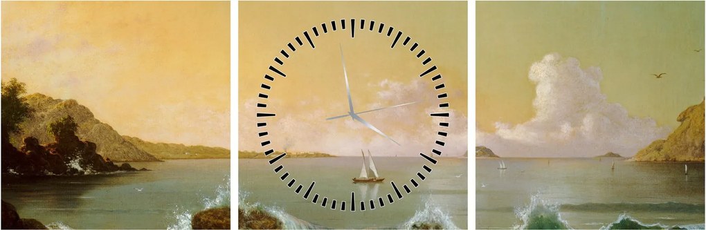 Tablou - Martin Johnson Heade, Rio de Janeiro Bay, reproducere (cu ceas) (90x30 cm)