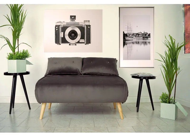 Canapea Lounge Extensibila Catifea Dark Grey