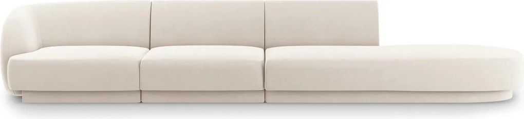 Canapea 4 locuri cotiera dreapta, Miley, Micadoni Home, BL, 325x85x74 cm, catifea, bej deschis