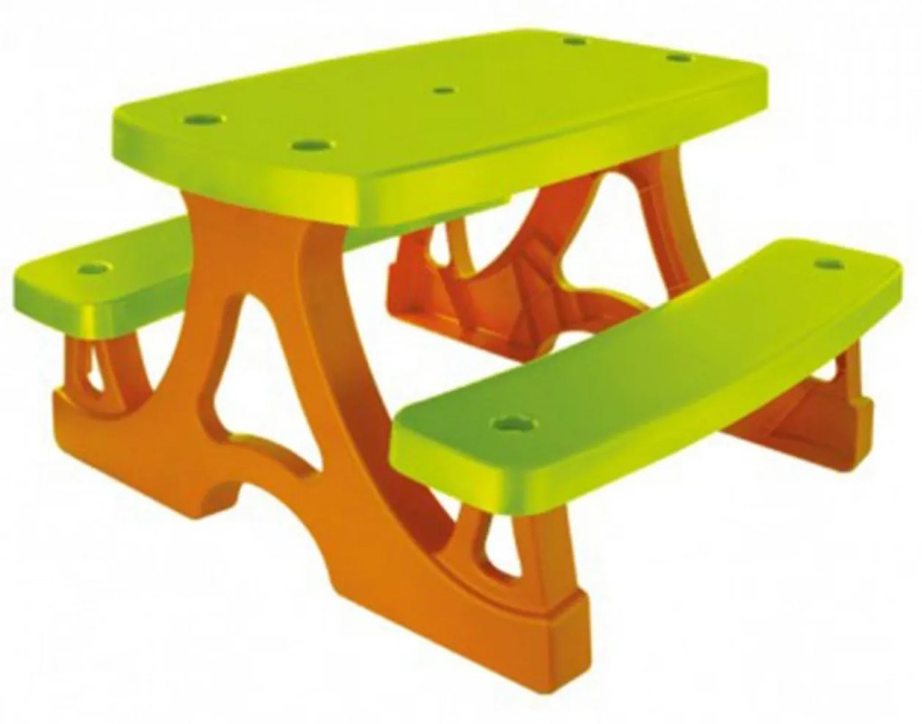 Masuta copii cu bancuta din plastic aditivat Novokids™ Picnic Table, Pentru interior si exterior, Dimensiuni 79x78x47 cm , Suprafata antiaderenta,