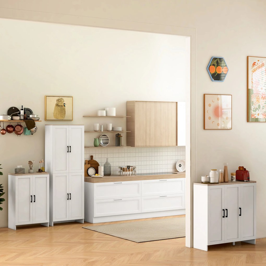 HOMCOM Bufet mobilier bucătărie depozitare cu placard cu uși și rafturi reglabile, 60 x 30 x 90 cm, alb | Aosom Romania