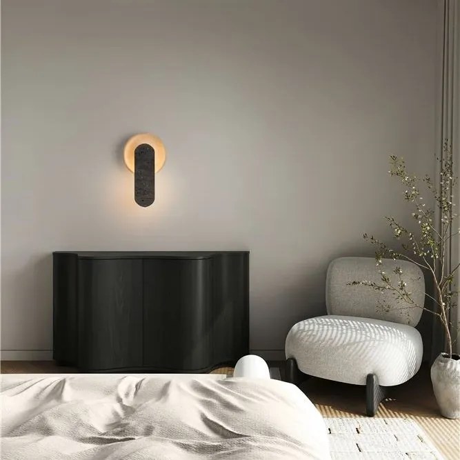 Aplica LED lumina ambientala MAVIS travertin negru, galben