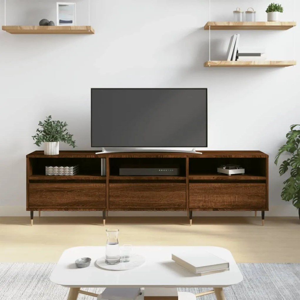 vidaXL Comodă TV, stejar maro, 150x30x44,5 cm, lemn prelucrat