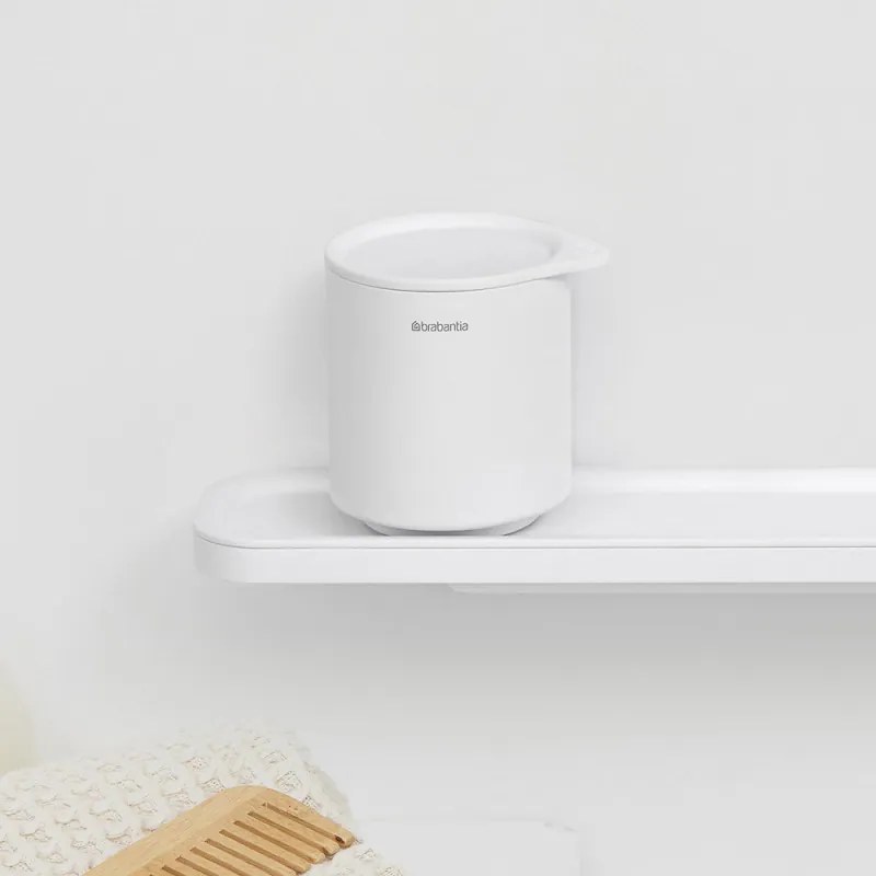 Cutie depozitare baie Brabantia MindSet Mineral 1005687, Baza antiderapanta, Finisaj mineral, Alb