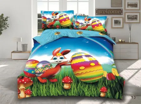 Lenjerie de pat 2 persoane, bumbac finet, 4 piese, 2 fete, Paste, SPAP13