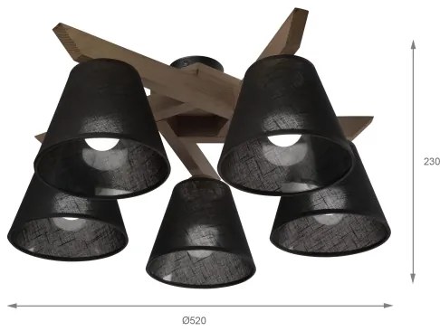 Lustră LED aplicată Brilagi ANTHONY 5xE14/40W/230V stejar nuc/negru