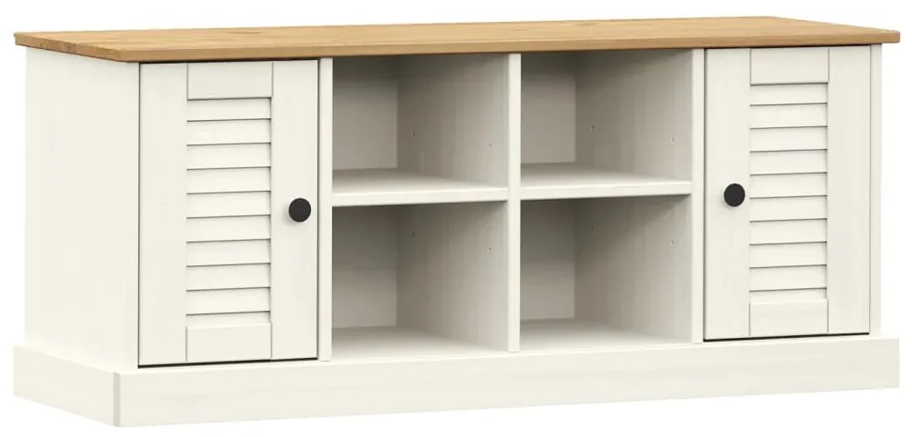 353179 vidaXL Bancă de pantofi VIGO, alb, 106x35x45 cm, lemn masiv de pin