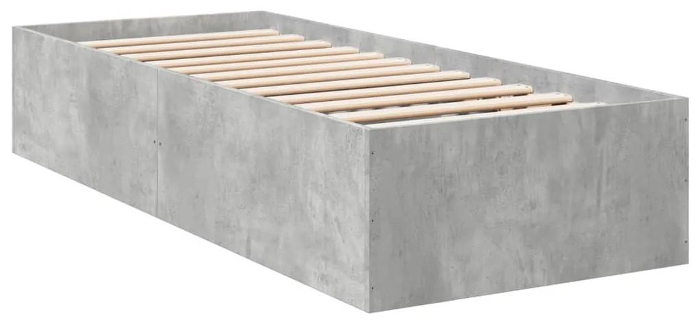 841989 vidaXL Cadru de pat, gri beton, 75x190 cm, lemn prelucrat