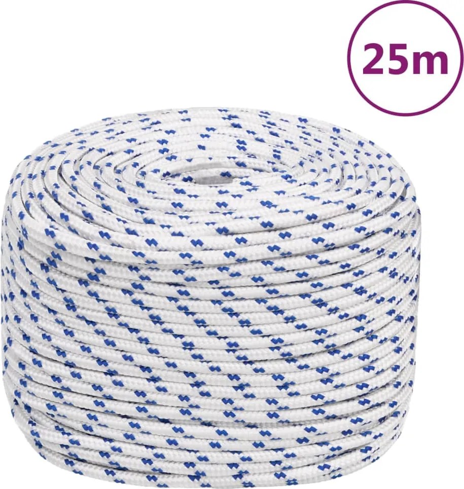 vidaXL Frânghie de barcă, alb, 8 mm, 25 m, polipropilenă