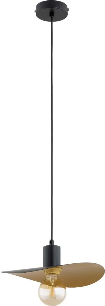 Lustră suspendată pe cablu SAVANA, 1xE27/15W/230V, Ø 39 cm, negru/auriu