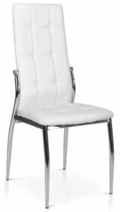 Scaun Emera, structura metalica argintie, piele ecologica - ALB