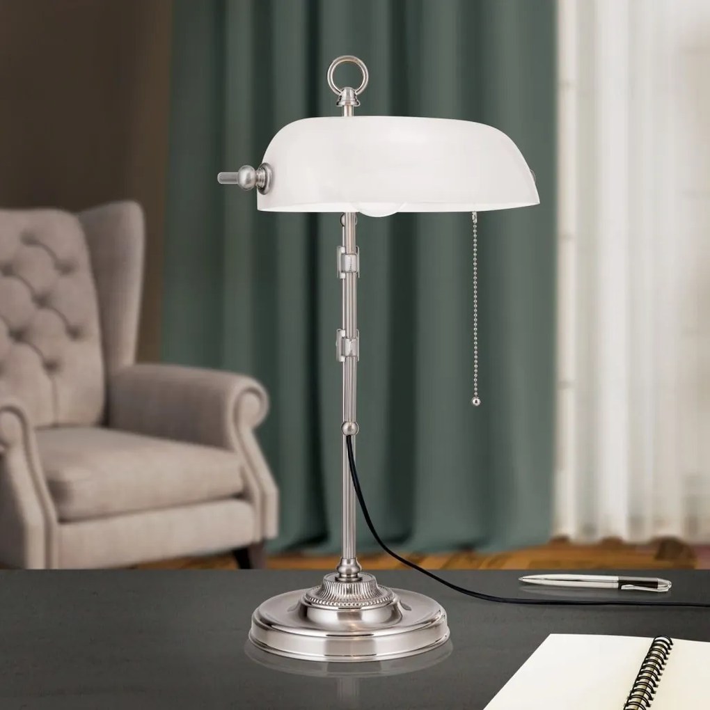 Veioza/Lampa de masa stil clasic HARVARD H-53cm satin/alb