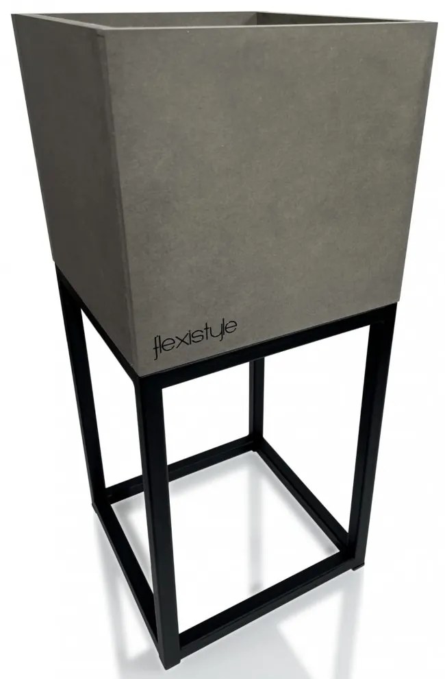 Ghiveci elegant din metal gri LOFT FIORINO 22X22X50 cm