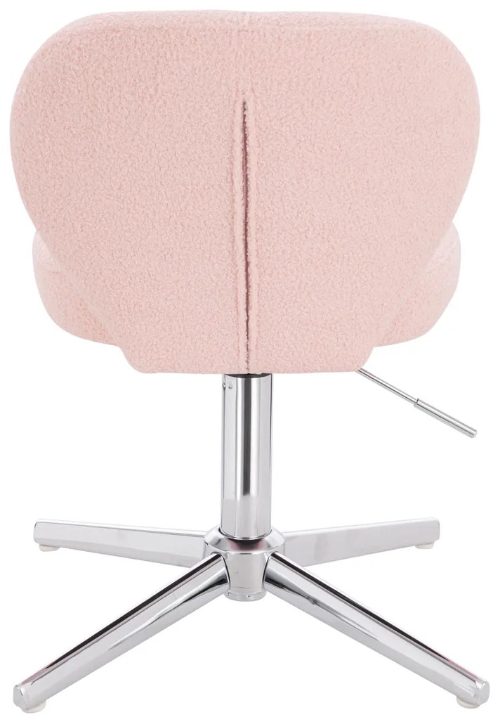 HR193CROSS Scaun Roz Pudra Boucle cu Bază Cromata