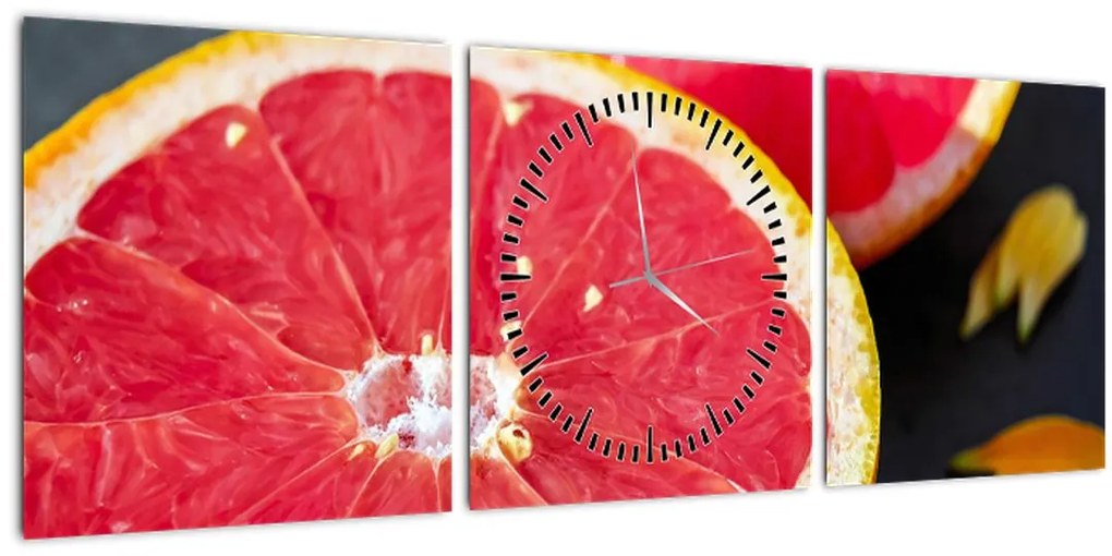 Tablou cu grapefruit tăiat (cu ceas) (90x30 cm)