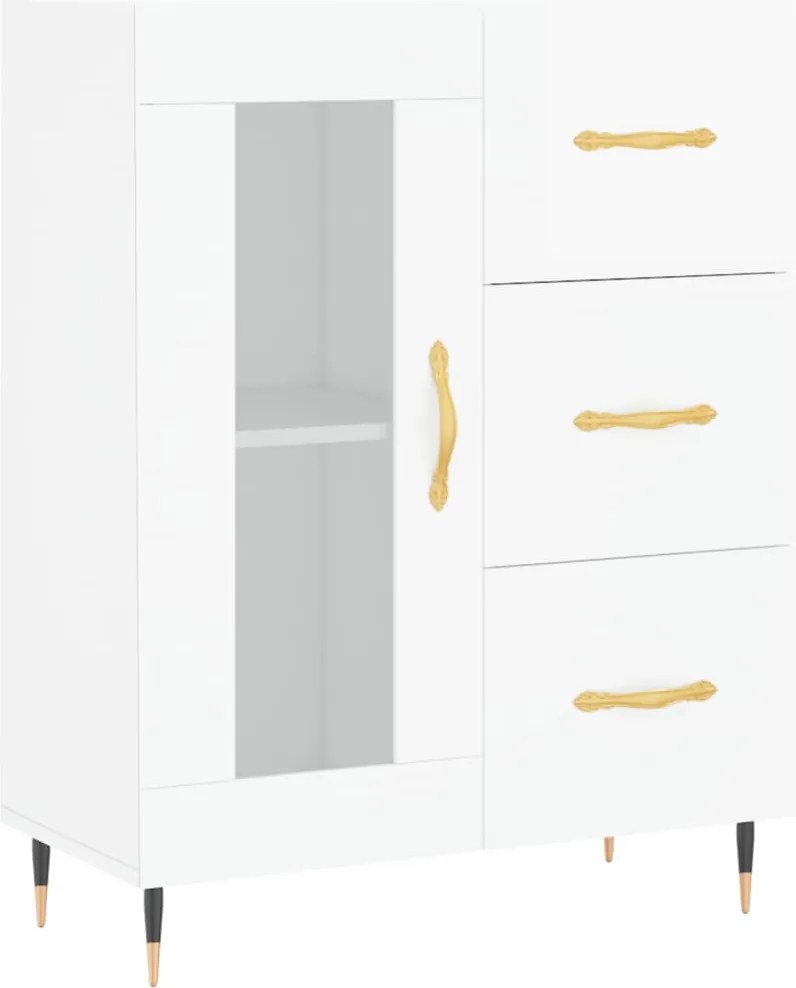 vidaXL Servantă, alb extralucios, 69,5x34x90 cm, lemn compozit