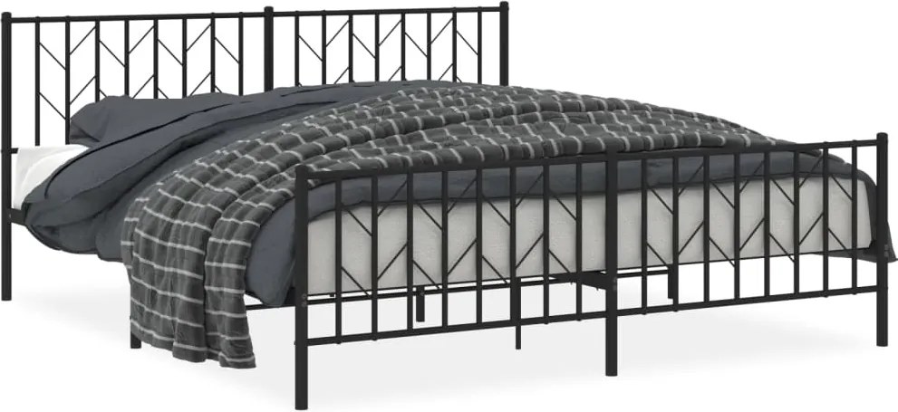 vidaXL Cadru pat metalic cu tăblii de cap/picioare, negru, 183x213 cm