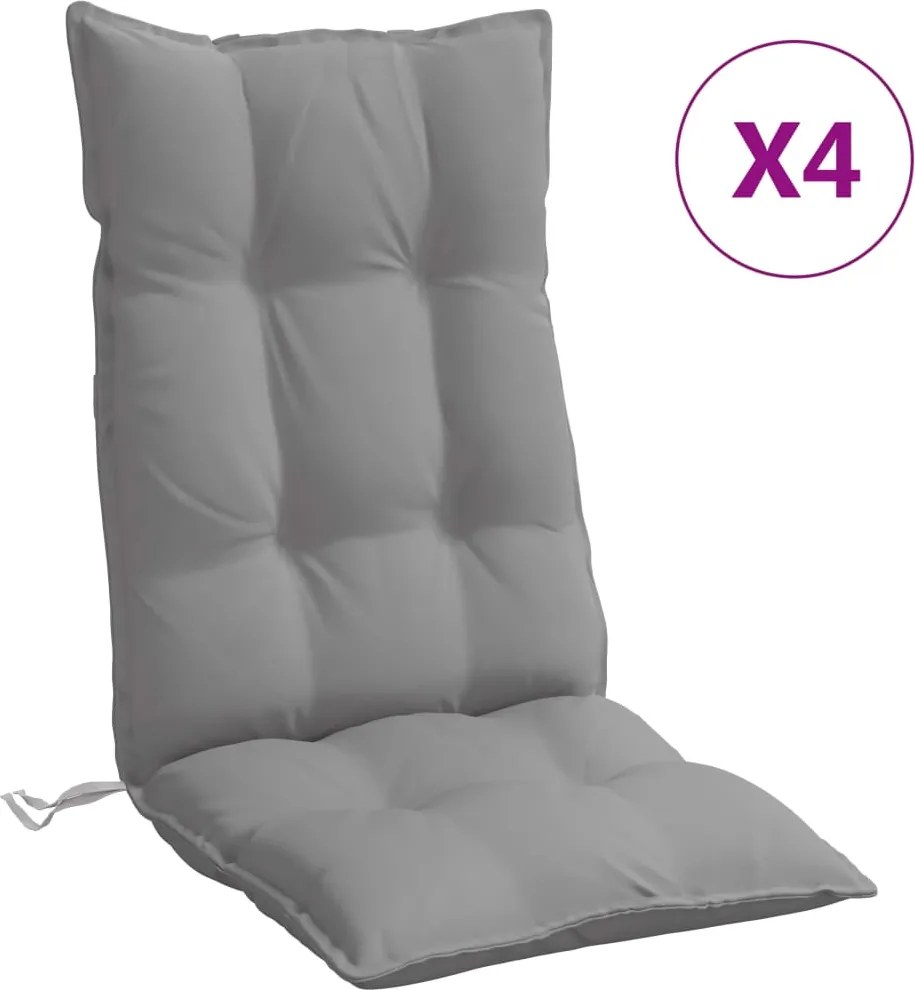 vidaXL Perne scaun cu spătar înalt 4 buc, gri, țesătură Oxford