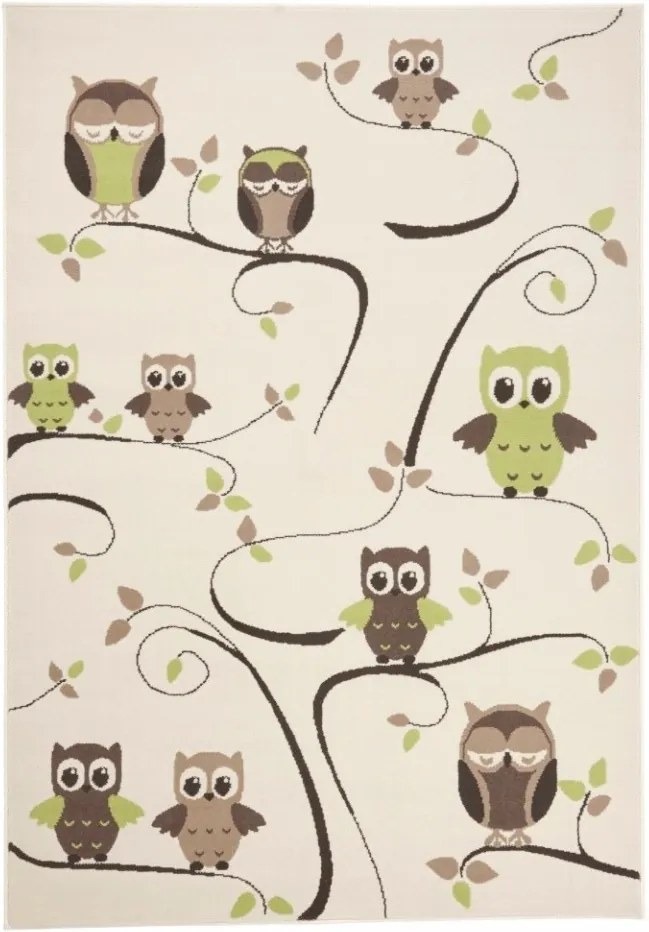 Covor crem/verde pentru copii 200x140 cm Owl Zala Living