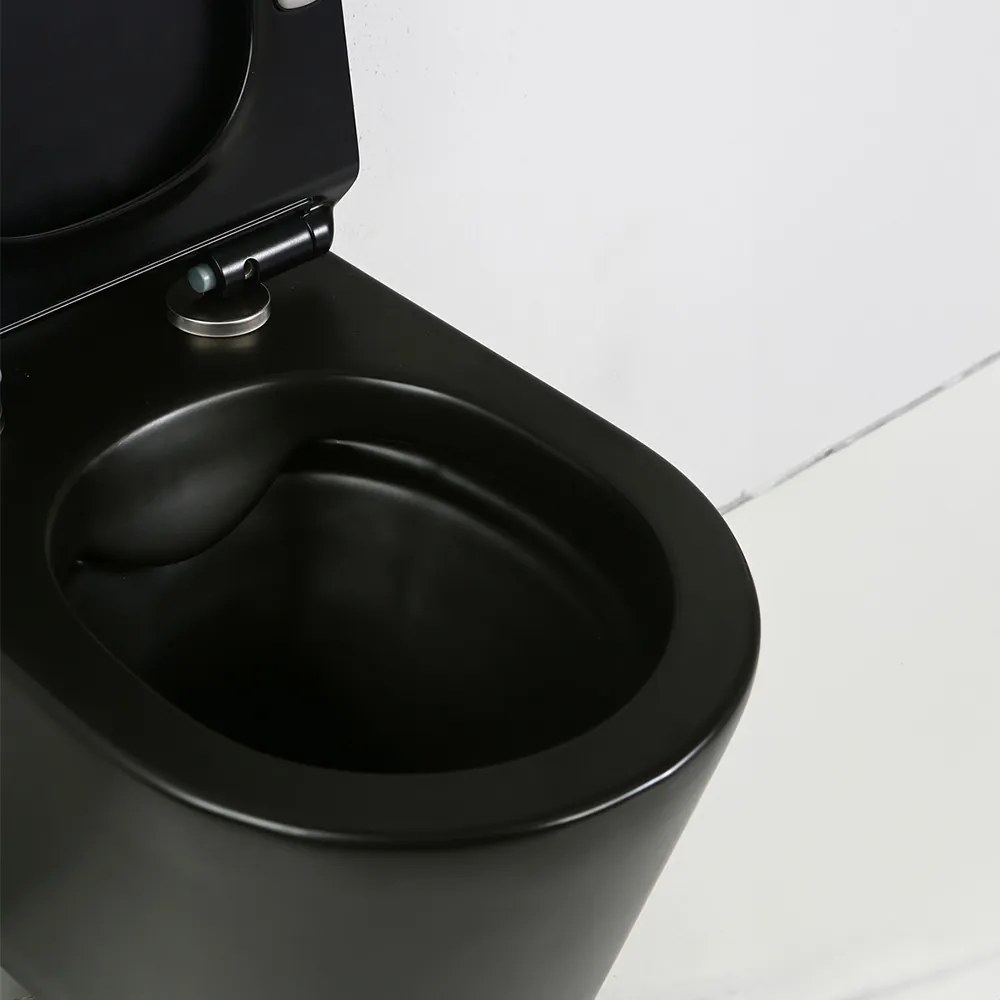 Toaletă Ride fără ramă, montată pe perete, neagră