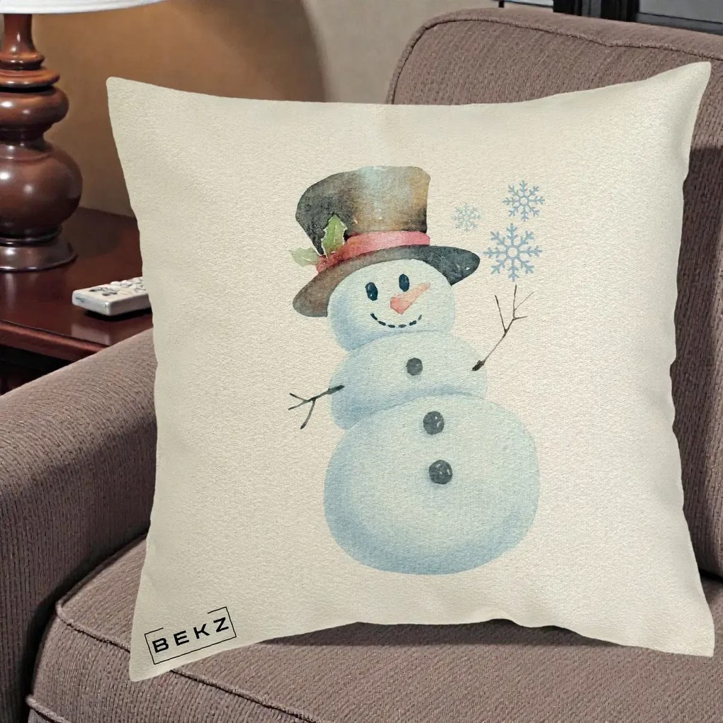 Perna Decorativa Om de Zapada cu Joben si Vasc, 40x40 cm, Ecru, Husa Detasabila, Perna Inclusa, BEKZ®