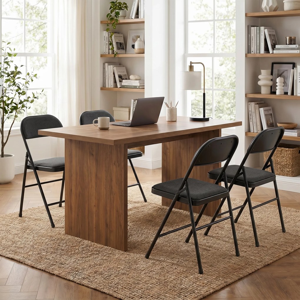 HOMCOM Set de 2 scaune pliante pentru sufragerie, portabile, cadru din oțel dim. 45l x 46P x 78H cm negru | Aosom Romania