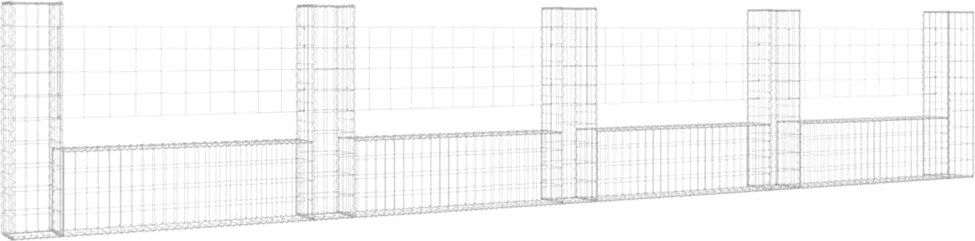 vidaXL Coș de gabion în formă de U cu 5 stâlpi, 500x20x100 cm, fier