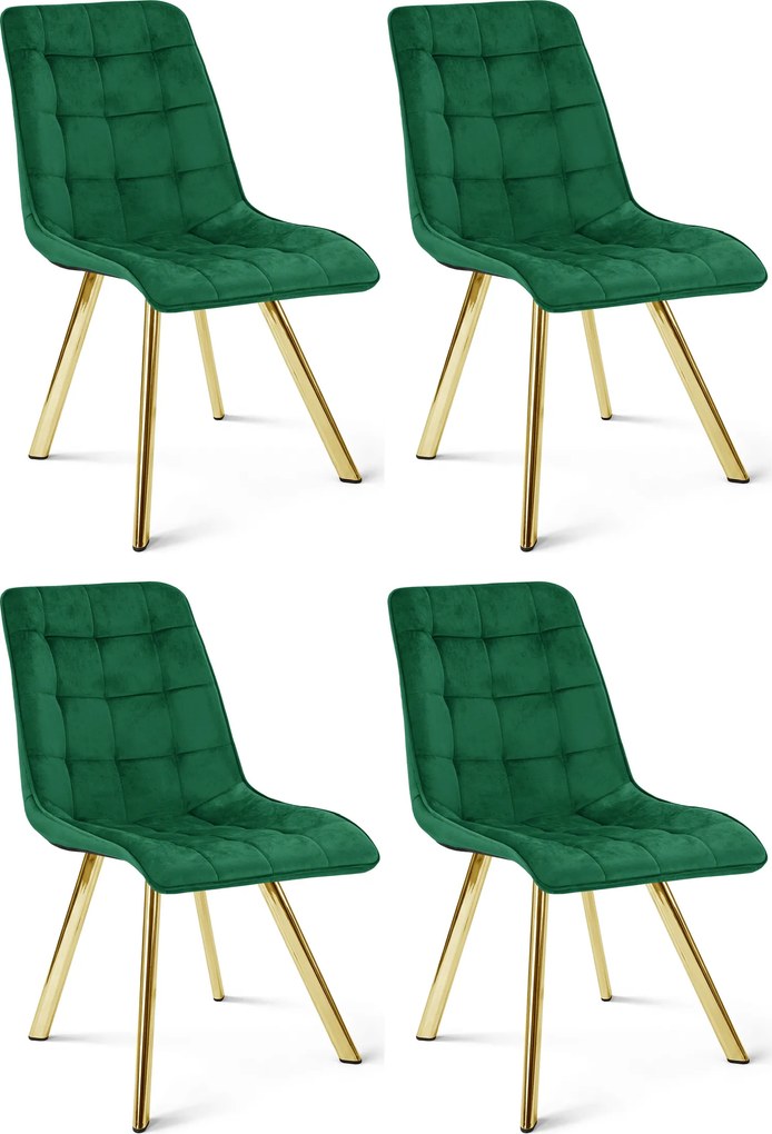 Scaun de masa CIEZA VELVET cu picioare aurii, verde