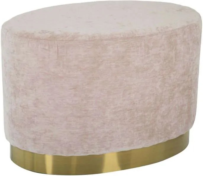 Taburet oval Jesenia, 40x60x40 cm, catifea/ lemn/ metal/ spuma, roz/ auriu