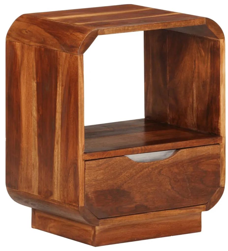 243953 vidaXL Noptieră cu sertar 2 buc, lemn masiv de sheesham, 40x30x50 cm