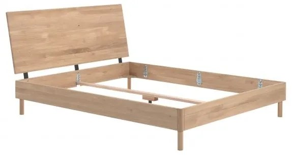 Pat Dublu Forrest Oak, 160x200 cm, din Lemn Masiv de Stejar, Natur – Vipack