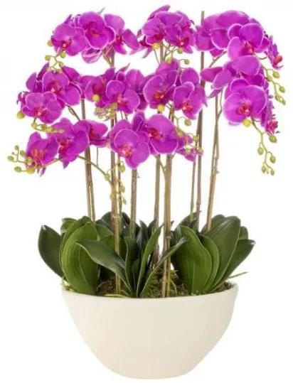 Orhidee arificiala cu ghiveci din ceramica, violet, 70 cm, Springos