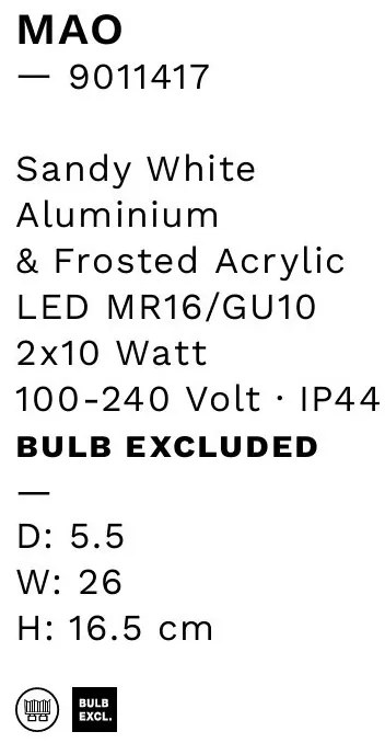 Plafoniera cu 2 Spoturi directionabile protectie IP44, MAO, NVL-9011417