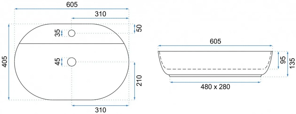 Lavoar Aura alb ceramica sanitara - 60,5 cm