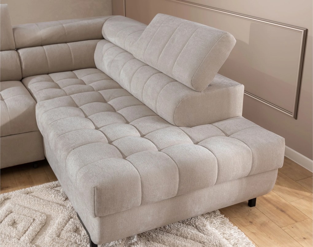 Colțar extensibil Tyrion L cu șezlong dreapta - chenille bej Vibe 08