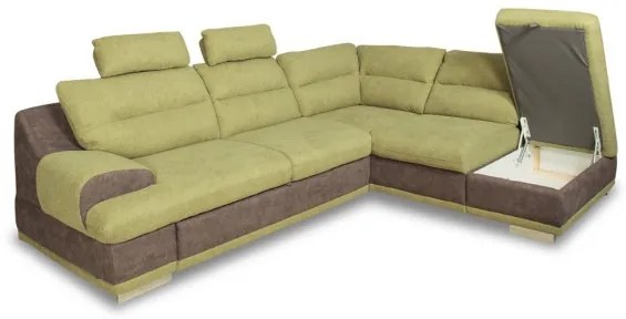 Coltar Extensibil Cu Lada Seaside, Dreapta, Verde Si Gri, 264 X 88 X 217 Cm