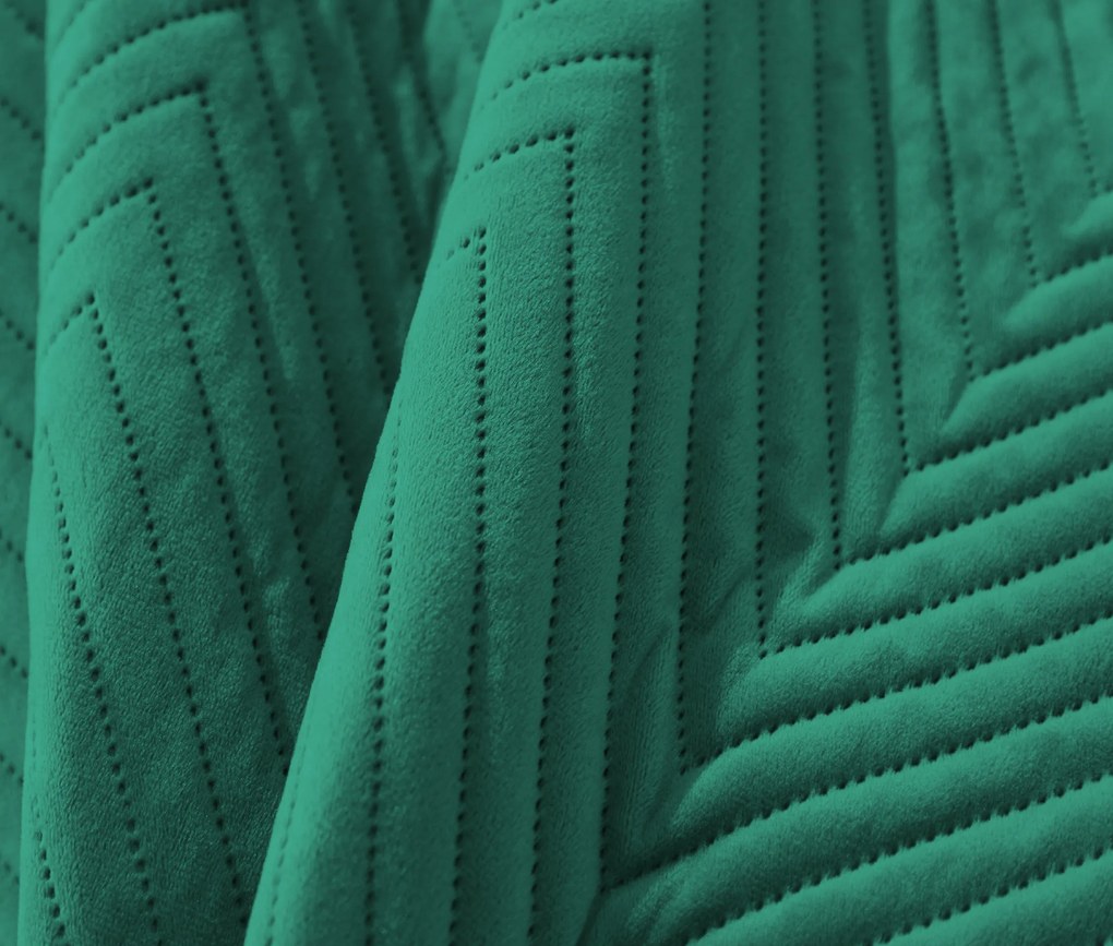 Cuvertura de pat din catifea verde cu model ARROW VELVET Dimensiuni: 220 x 240 cm