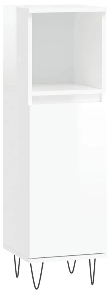 831558 vidaXL Dulap de baie, alb extralucios, 30x30x100 cm, lemn prelucrat