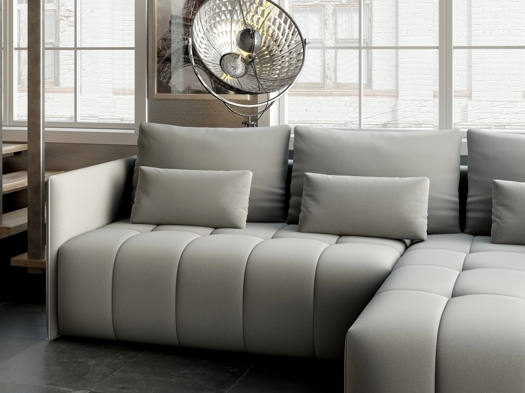 Colțar extensibil dumonde cu ladă de depozitare si sezut confortabil din spuma high-density, Malta Royal Grey II 235x185 cm