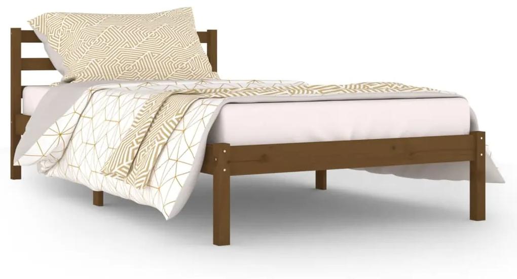 810423 vidaXL Cadru de pat, maro miere, 100x200 cm, lemn masiv de pin