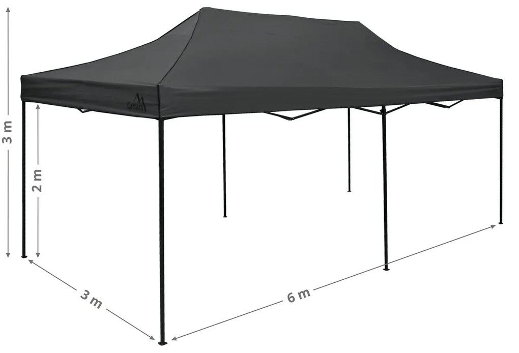 Cattara 13343 Cort de petrecere foarfecăimpermeabil, gri , 3 x 6 m, L