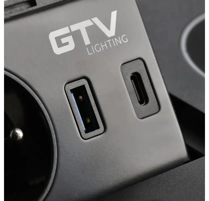 Priza incastrabila model AVARO PLUS, 1 iesiri Schuko, 1xInductie 5W, 1xUSB-A, 1xUSB-C, finisaj negru